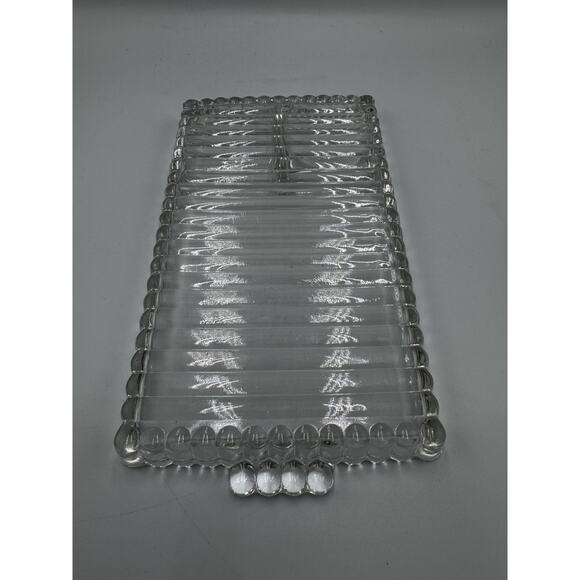 Hazel Atlas Ball & Rib Glass Sip N Smoke Snack Luncheon‎ Tray & Cup Set Of 4